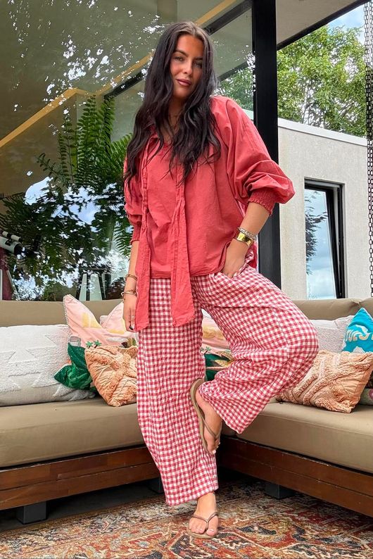 Nonni Gingham 7/8 Barrel Pant Jam